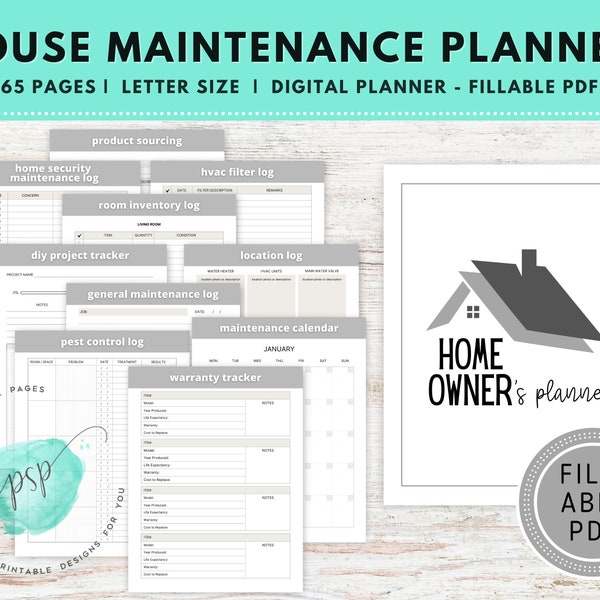 Ultimate Home Maintenance Planner - Editable PDF, Home Maintenance Checklist, Home Management Planner, Home Maintenance Binder
