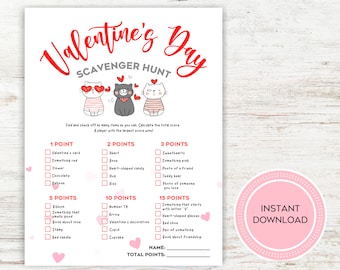 Valentine's Day Scavenger Hunt Printable, Valentine's Games For Kids Printable, Valentine's Activity Kit, Valentine's Day Treasure Hunt