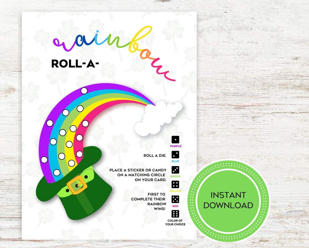 Roll A Rainbow Game St. Patrick's Games for Kids Saint