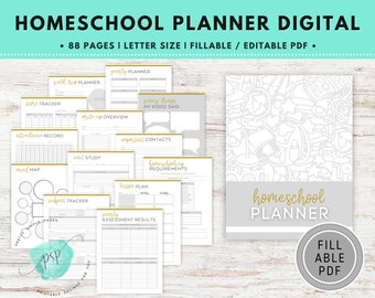 Planificador de educación en el hogar en formato PDF editable, Planificador de lecciones de educación en el hogar, Planificador de educación en el hogar, Organizador de educación en el hogar, Programa de educación en el hogar, Registro de actividades