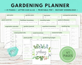 Garden Planner Printable, Gardening Log, Garden Journal, Gardening Organizer, Gardening Binder, Gardening Logbook, Gardening Book, Planting