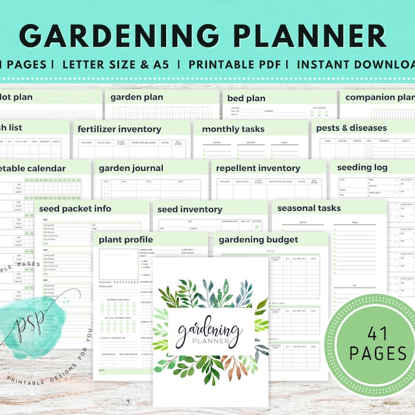 Garden Planner Printable, Gardening Log, Garden Journal, Gardening Organizer, Gardening Binder, Gardening Logbook, Gardening Book, Planting