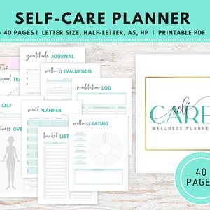 Self Care Planner, Wellness Planner, Self Care Journal, Self Care Kit, Self Care Worksheet, Wellness Journal, Mood Tracker, Habit Tracker