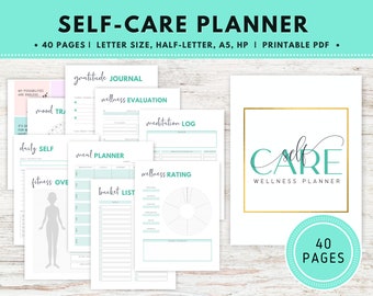 Self Care Planner, Wellness Planner, Self Care Journal, Self Care Kit, Self Care Worksheet, Wellness Journal, Mood Tracker, Habit Tracker