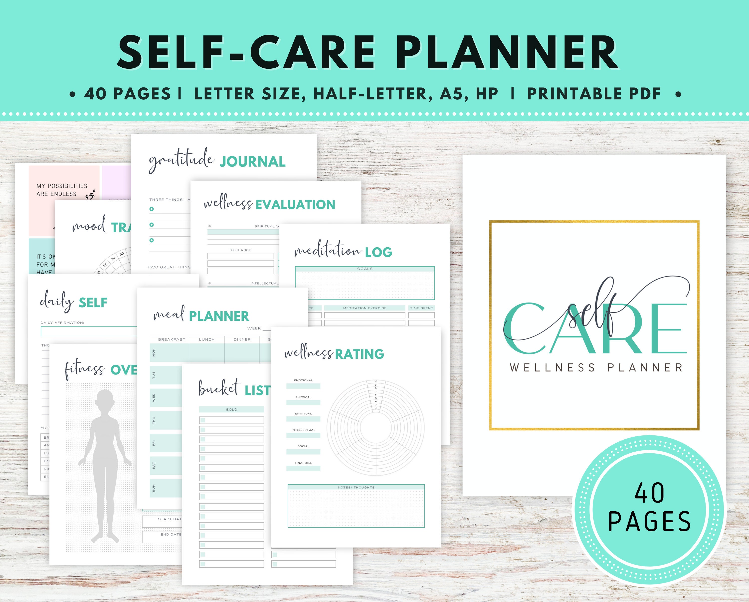 Self Care Planner Wellness Planner Self Care Journal Self Etsy