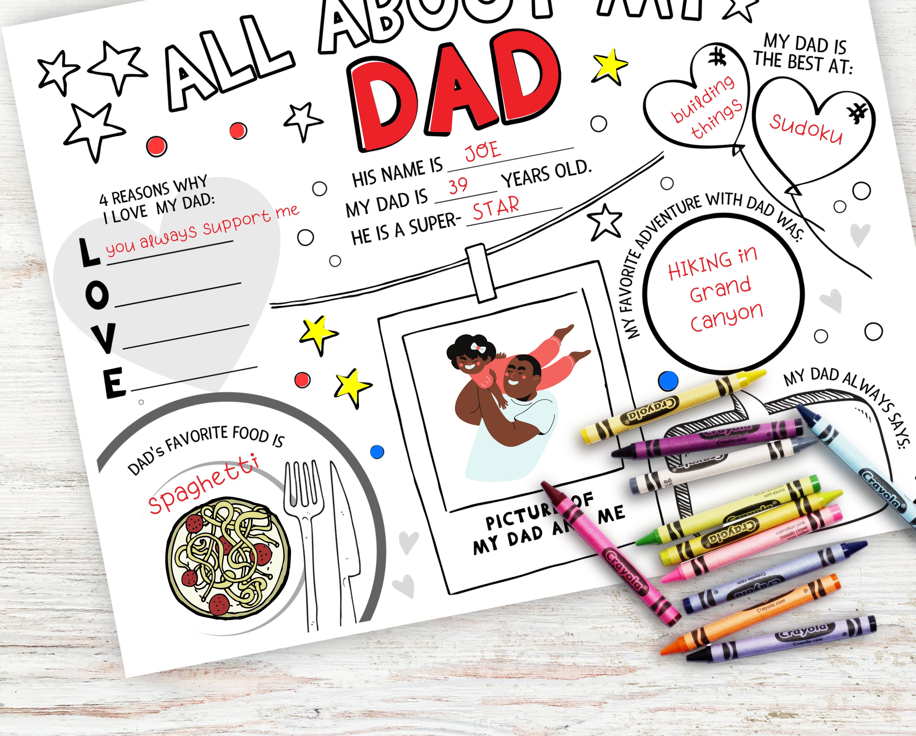 All About My Dad Printable Father's Day Coloring Page | Etsy UK