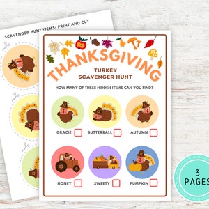 Thanksgiving Scavenger Hunt For Kids, Printable Thanksgiving Games, Thanksgiving Games for Toddlers, Thanksgiving Treasure Hunt