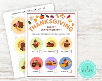 Thanksgiving Scavenger Hunt For Kids, Printable Thanksgiving Games, Thanksgiving Games for Toddlers, Thanksgiving Treasure Hunt