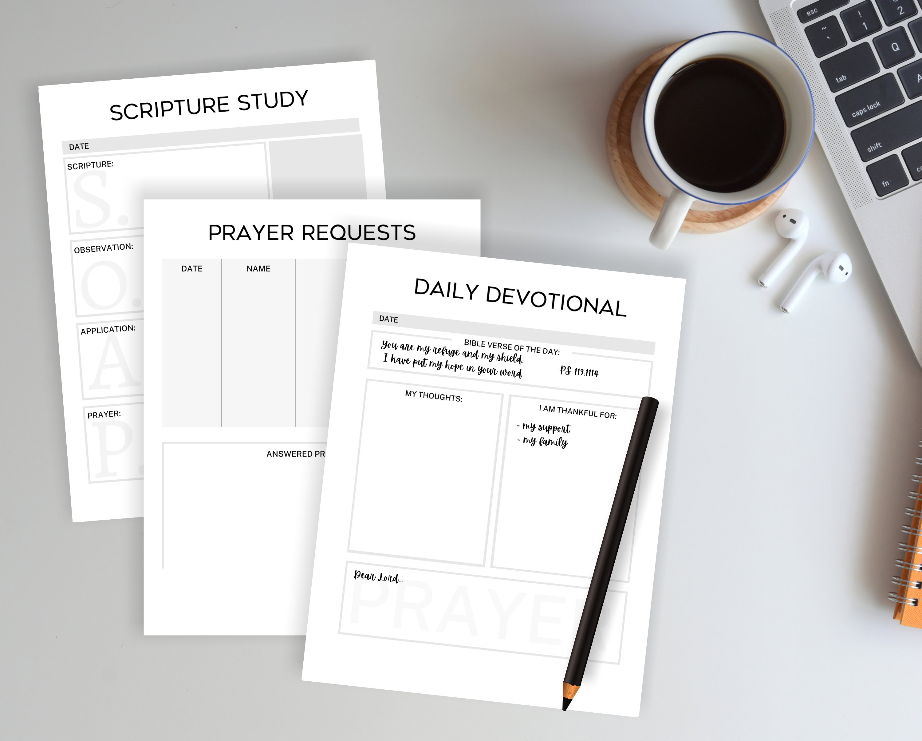 Printable Prayer Journal for Men, Bible Study, Bible Journaling, Daily Devotional, Prayer ...