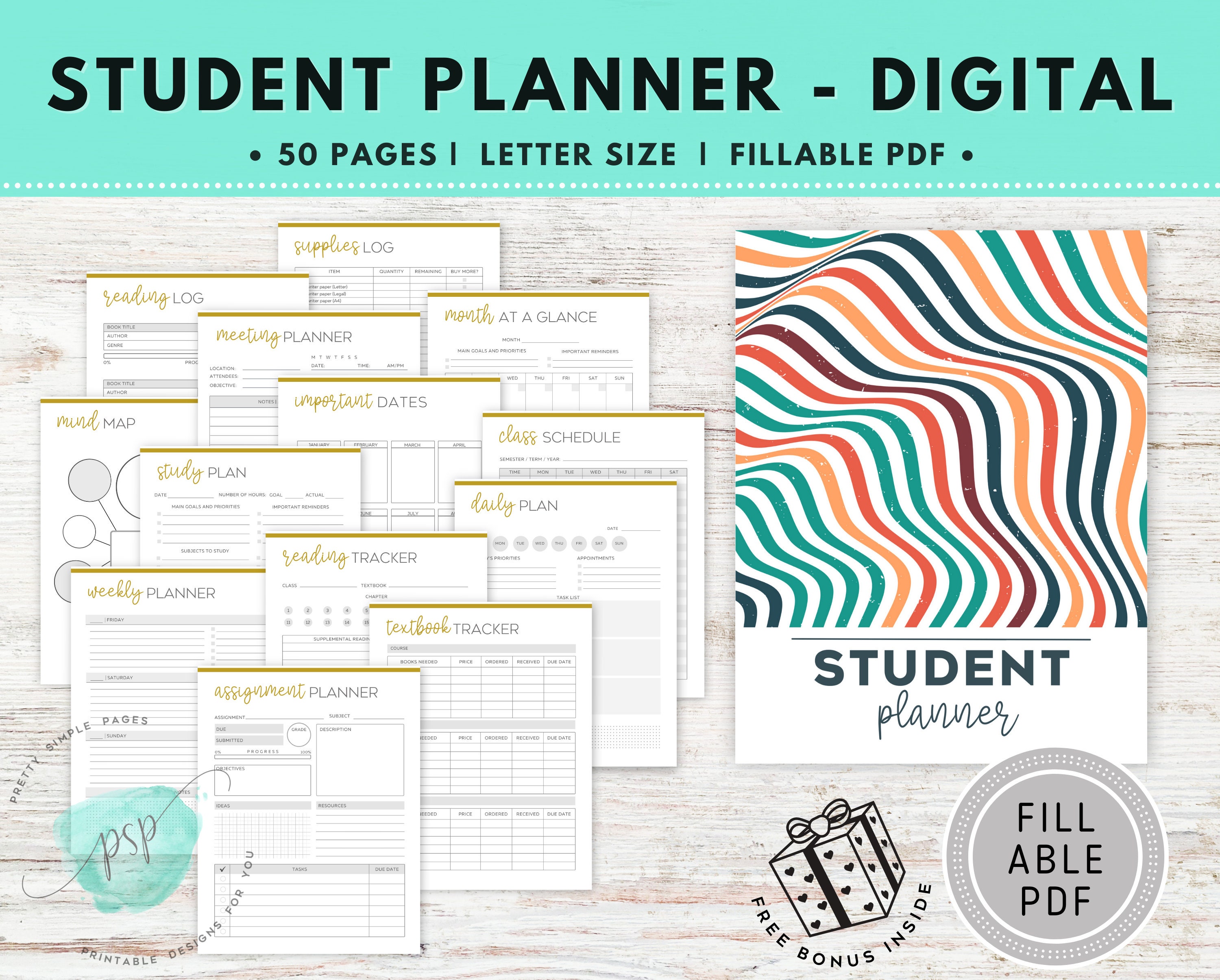 Editable Study Planner, Fillable PDF Student Planner Printable, Student ...