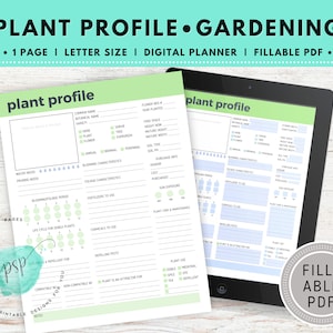 Página de perfil de planta - Planificador de jardín - PDF editable / rellenable de una página, Diario de jardín, Organizador de jardinería, Carpeta de jardinería