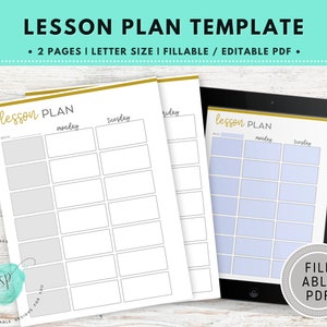 Editable Lesson Plan Fillable PDF, Editable Lesson Planner, Teaching ...