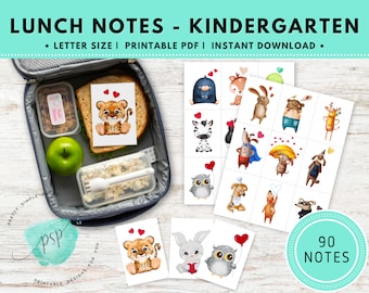 Lunch Notes for Kindergarten, Printable Lunch Notes, Lunch Box Notes, Preschool Lunch Notes, Lunch Notes for Toddler, Boys and Girls