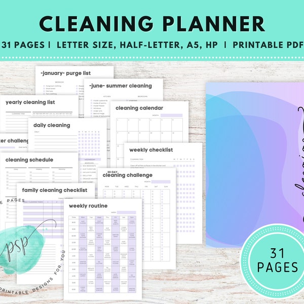 Cleaning Planner Printable, Cleaning Schedule for House, Cleaning Schedule Template Monthly, Weekly, Cleaning Checklist, Declutter Challenge