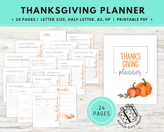 Thanksgiving Planner Printable Holiday Planner Thanksgiving