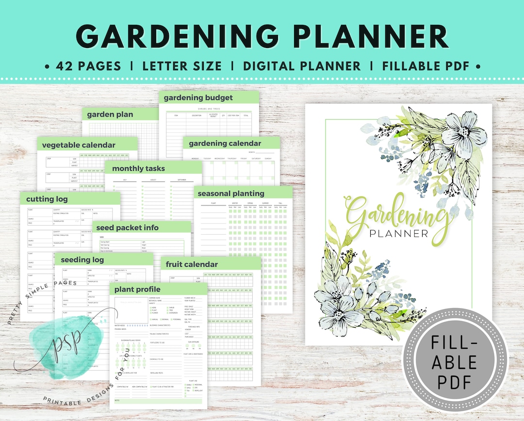 Garden Planner - Fillable / Editable PDF, Gardening Log, Garden Journal ...