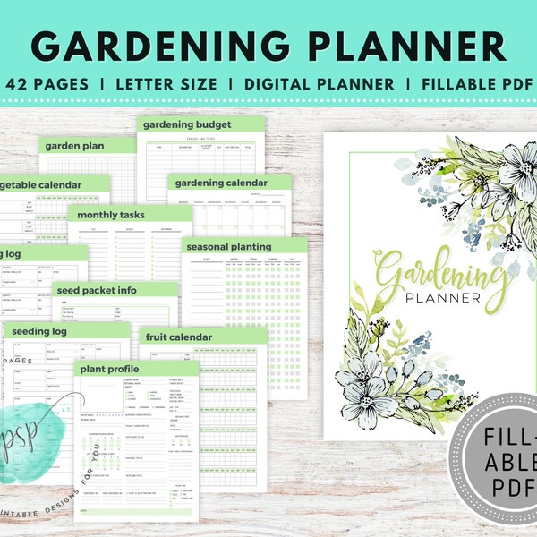 Garden Planner - Fillable / Editable PDF, Gardening Log, Garden Journal, Gardening Organizer, Gardening Binder, Gardening Logbook