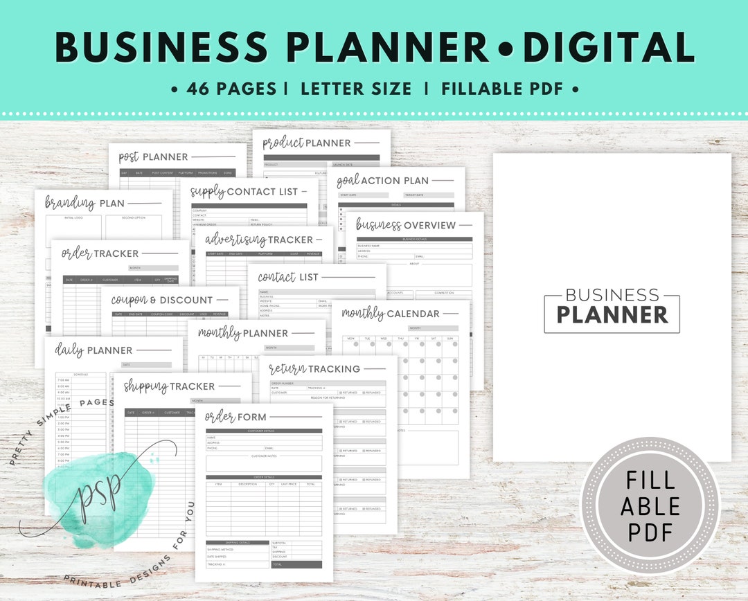 Fillable Business Planner Small Business Planner Order Form Etsy