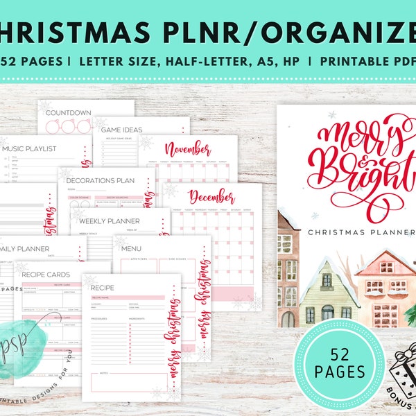 Christmas Planner Printable, Christmas Organizer, Holiday Planner, Christmas Binder, Christmas Budget, Recipe Planner, Gift Planner