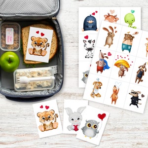 May include: A set of 16 printable cards featuring cute animal illustrations with hearts. The cards are perfect for a Valentine's Day party or classroom activity.