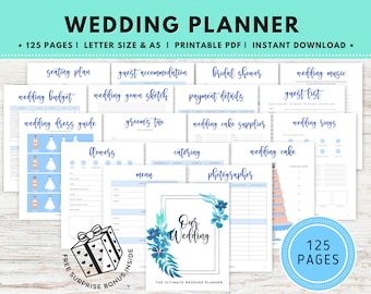Wedding Planner stampabile, Lista di controllo del Wedding Planner, Raccoglitore per la pianificazione del matrimonio, Libro di pianificazione del matrimonio, PDF del pianificatore di matrimonio, Modello di matrimonio