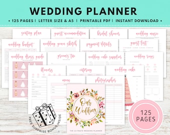 Wedding Planner stampabile, Lista di controllo del Wedding Planner, Raccoglitore per la pianificazione del matrimonio, Libro di pianificazione del matrimonio, PDF del pianificatore di matrimonio, Modello di matrimonio