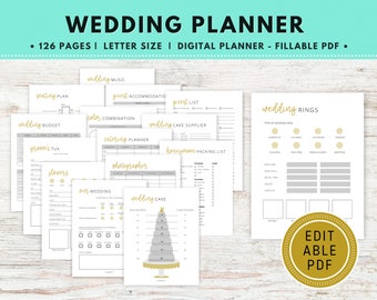 Wedding Planner Editable PDF, Wedding Planner Checklist, Wedding Planning Binder, Wedding Budget, Wedding Template,