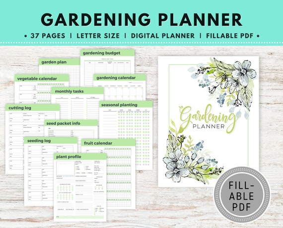 Garden Planner Fillable / Editable PDF Gardening Log - Etsy