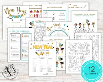 New Years Activities Kids, New Year Games, New Year Coloring Pages, New Year Games Printable, Scavenger Hunt