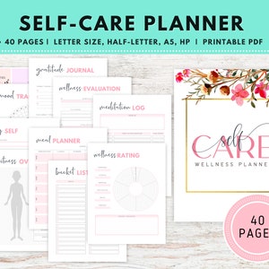 Self Care Planner, Wellness Planner, Self Care Journal, Self Care Kit, Self Care Worksheet, Wellness Journal, Mood Tracker, Habit Tracker