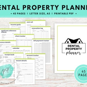 Rental Property Management Planner, Printable Rental Property Planner, Landlord Checklist, Real Estate Planner, Rental Application, Ledger