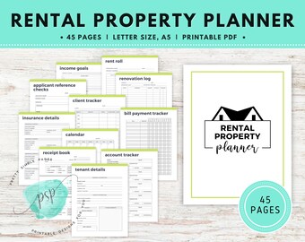 Rental Property Management Planner, Printable Rental Property Planner, Landlord Checklist, Real Estate Planner, Rental Application, Ledger