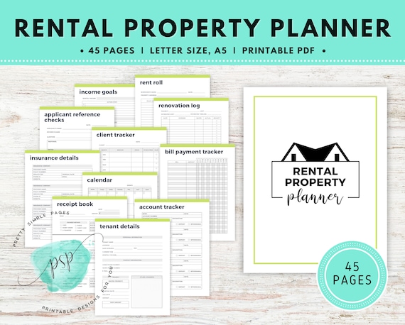 Rental Property Management Planner, Printable Rental Property Planner, Landlord Checklist, Real Estate Planner, Rental Application, Ledger