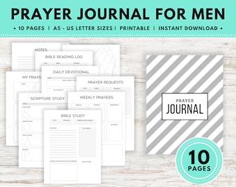 Afdrukbaar gebedsdagboek voor mannen, Bijbelstudie, Bijbeljournaling, Dagelijkse devotional, Gebedsdagboeksjabloon, Afdrukbare Planner Insert