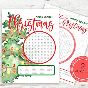 Christmas Word Search, Printable Christmas Word Games, Christmas Games for Kids, Christmas Games for Families, DIY Christmas Games