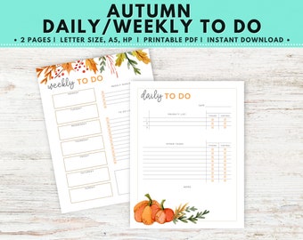 Fall To Do List, Fall Daily Planner, Autumn To Do List, Fall Weekly Planner, Fall Stationery, Fall Weekly To Do List, Autumn Stationery