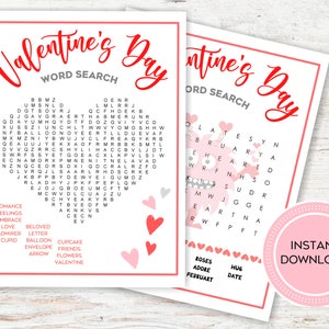 Valentine&#39;s Day Word Search, Valentine&#39;s Activities Printable, Valentine&#39;s Games Printable, Valentine&#39;s Day Activity Kit