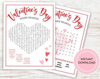 Valentine's Day Word Search, Valentine's Activities Printable, Valentine's Games Printable, Valentine's Day Activity Kit