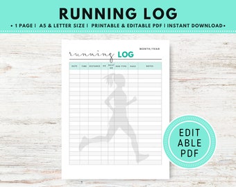 A5 Running Diary Running & Fitness Tracker/Run Exercise Log Book/Jogging Log OR 