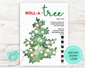 Roll A Tree Christmas Game, Printable Christmas Games, Roll A Tree Dice Game, Christmas Games for Kids, Christmas Games for Families