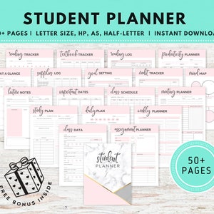 Studienplaner, druckbarer Planer, Akademischer Planer, Kalender, Wochenplaner, Wochenplaner, Aufgabenplaner