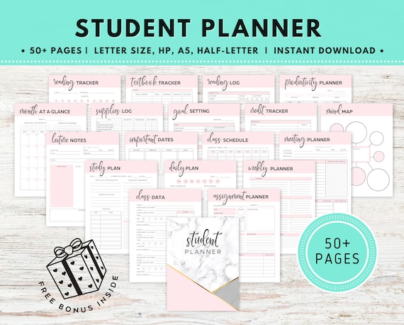 Study Planner, Student Planner Printable, Student Academic Planner, Calendar,  Study Plan, Student Weekly Planner, Assignment Planner - Etsy