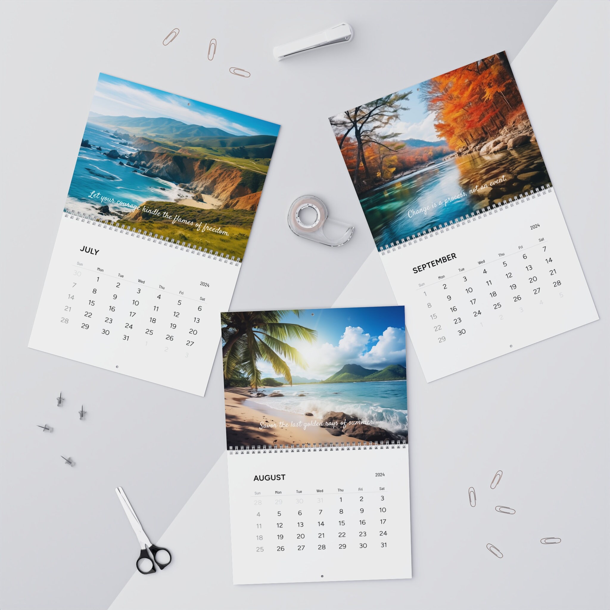 2024 Inspirational Quotes Wall Calendar Etsy