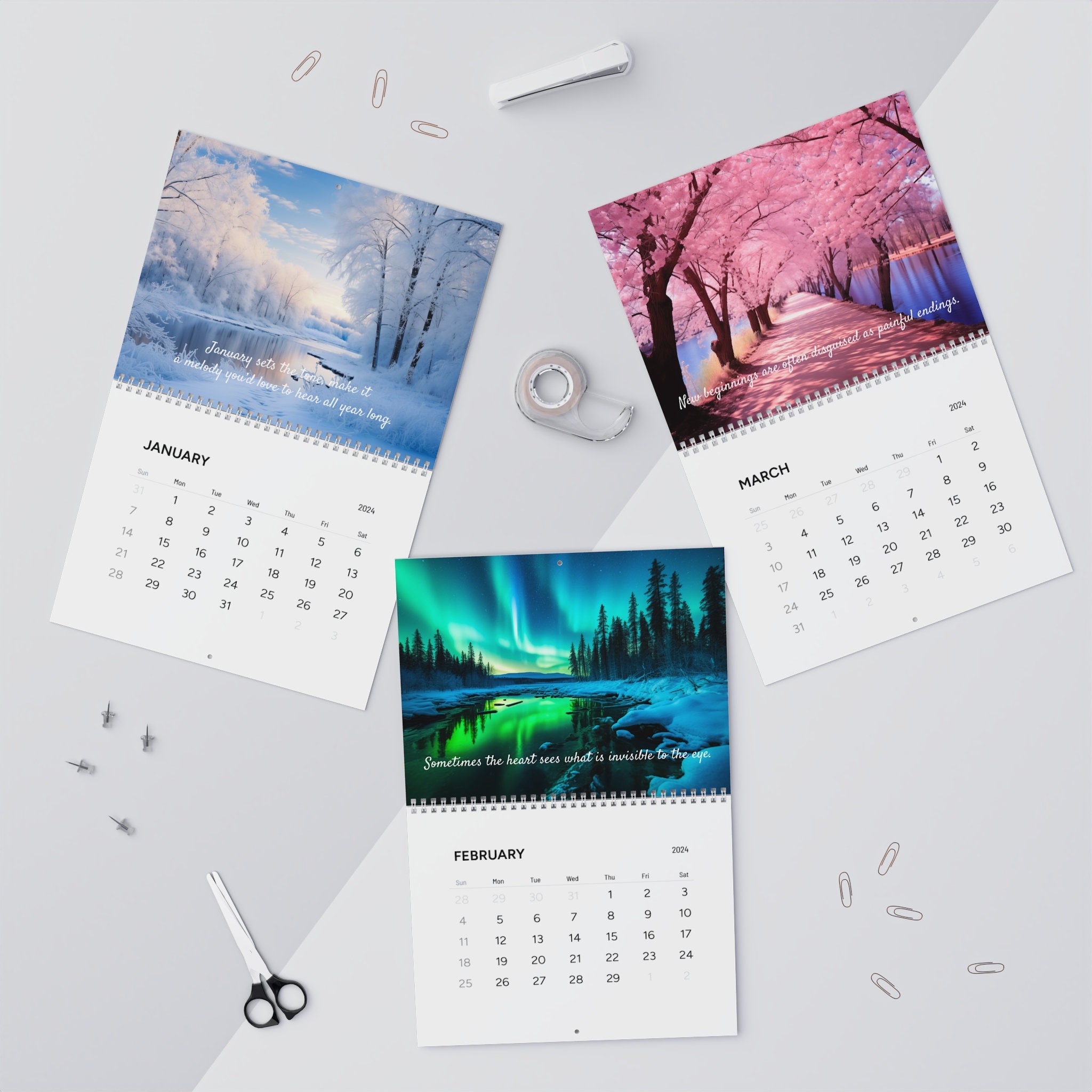 2024 Inspirational Quotes Wall Calendar Etsy