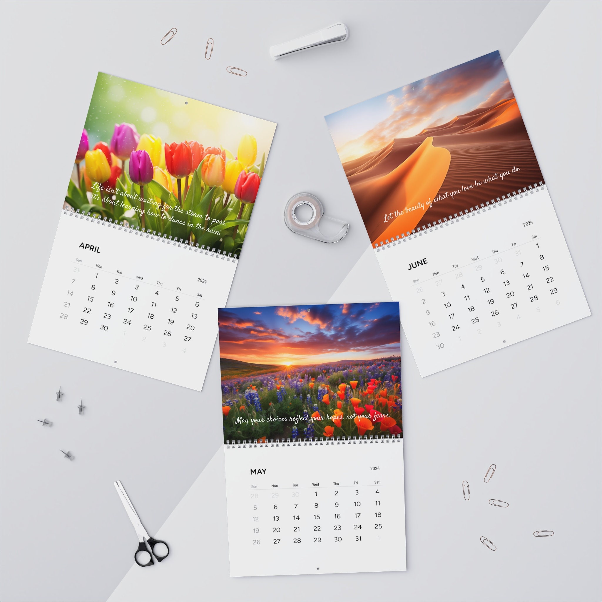 2024 Inspirational Quotes Wall Calendar Etsy