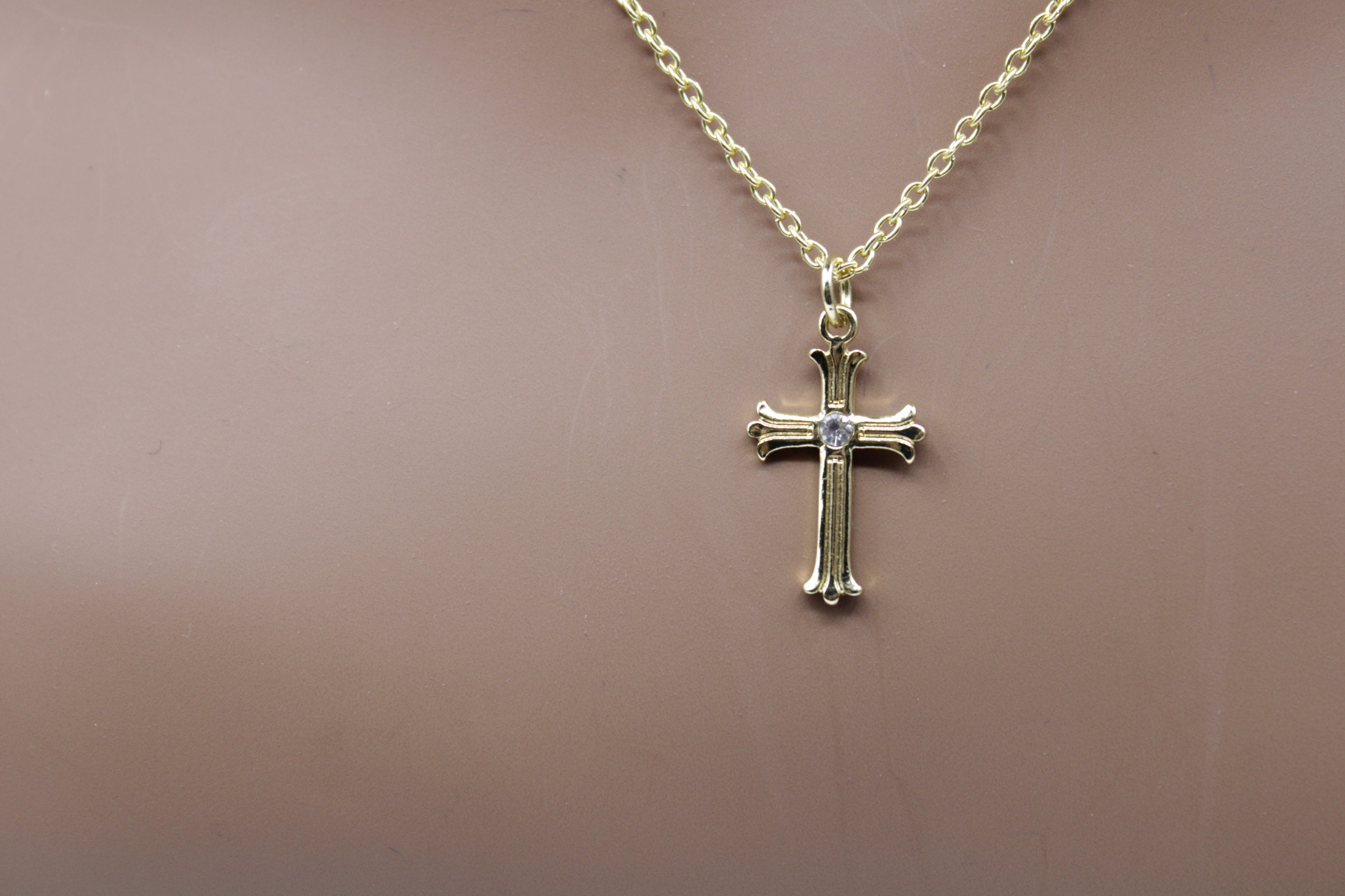 14k Gold Plated Cross Necklace Etsy