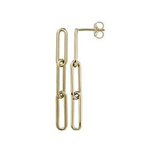 Gold Paperclip Earrings - 3 Link Paperclip Chain Post Earrings - 14K Gold Filled Paperclip Earrings