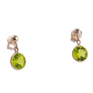 14K Gold Peridot CZ Stud Earrings - August Birthstone Earrings Valentine&#39;s Day Gift Mother&#39;s Day Gift