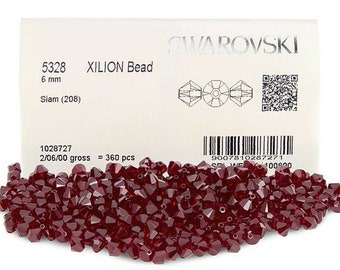 Swarovski 6mm Siam (208) Xilion Bicone Crystals 24/48/72 pieces - Siam Swarovski Crystal Bicones Swarovski Crystal Passions