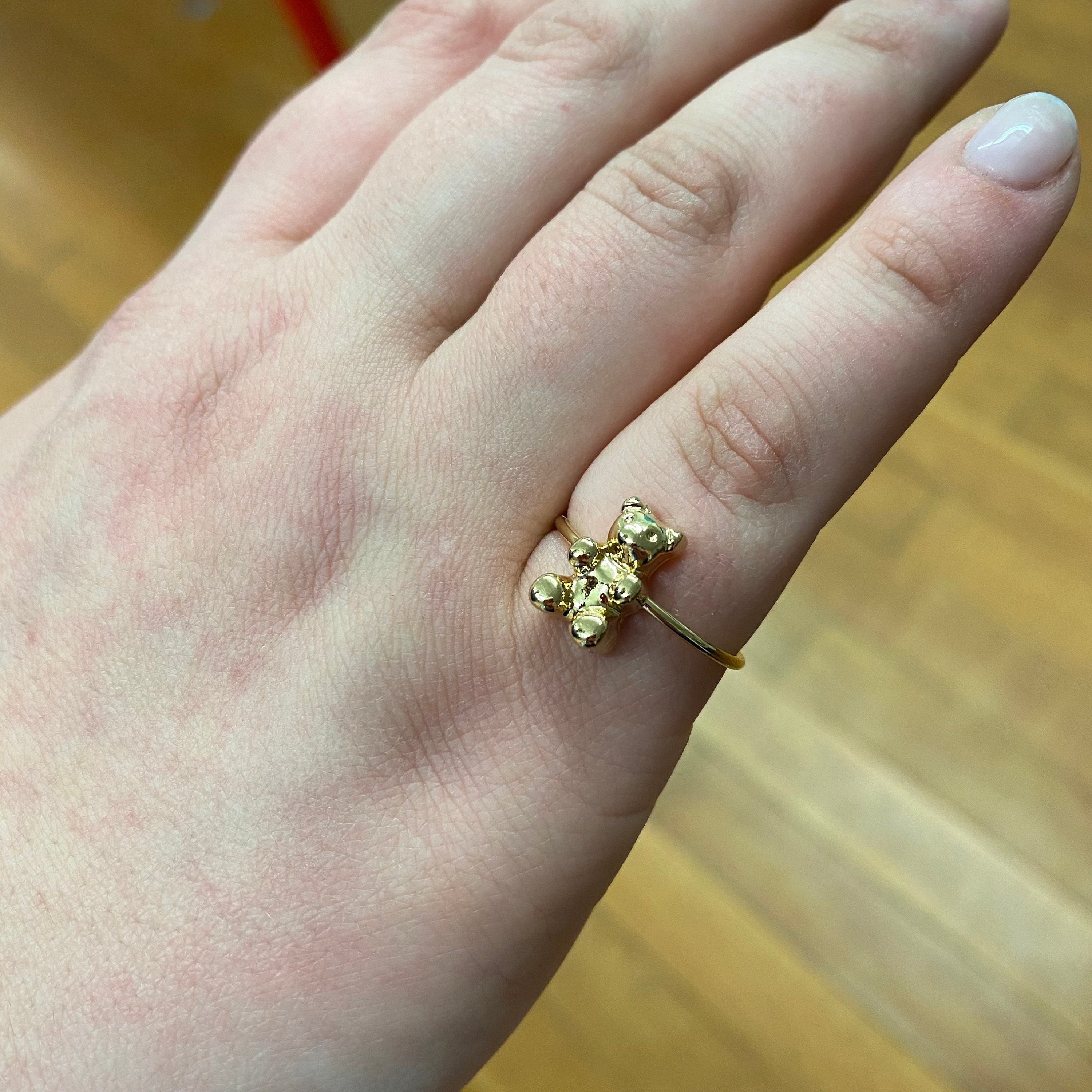 Gold Bear Ring - Gold Teddy Bear Ring - Gold Gummy Bear Ring